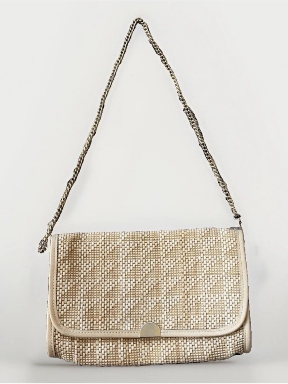 Mid-Century Vintage Made in Italy Woven Raffia Straw Shoulder Bag 70s